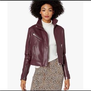 NWT Blank NYC Faux Leather Moto Jacket (Merlot)